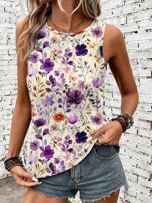 Top de tirantes de cuello redondo a rayas de colores para mujer, apto para primavera y verano - Multicolor 11 - Ver 4