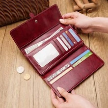 Ví cầm tay nữ màu đỏ dáng dài, dung tích lớn, phong cách tối giản, đa năng - Nhiều màu - Xem 3