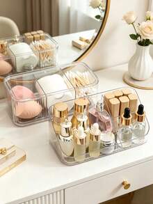 Desktop Cosmetic Storage Box, Luxury Mirror Cabinet Storage Box, Transparent Plastic Storage Box, Bathroom Storage Organizer - Multicolor - View 5
