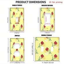 1pc Red Floral Print Switch Panel Cover, Fresh Decorative Wall Plate For Bedroom, Kitchen, Farmhouse Home Decor - C - View 2