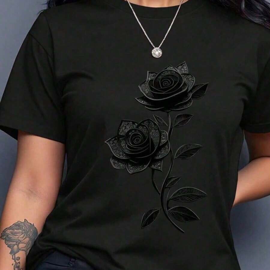 Funny T-Shirt With Humorous Print - 100% Cotton, Crew Neck With Whimsical Design - Ideal For Casual Wear, Gardening Clothes, White Print, Crew Neck For Men And Women, Perfect As A Halloween, Christmas, Thanksgiving Or Birthday Gift - 黑色 - 查看 1