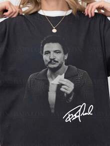 Pedro Pascal T-Shirt, Funny T-Shirt For Pedro Pascal Fans, Pedro Pascal Actor T-Shirt, Gift For Her, Vintage Pedro Pascal T-Shirt, Women's Shirts, Women's Sweatshirts, Sweater, Casual Blouse, Summer Women's Graduation Dresses - 黑色 - 查看 1
