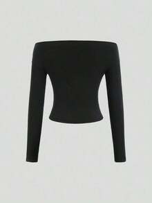 de 3 piezas Blusa corta de manga larga y hombros descubiertos para mujer, cómoda y amigable con la piel, ajuste ceñido - Multicolor 2 - Ver 3