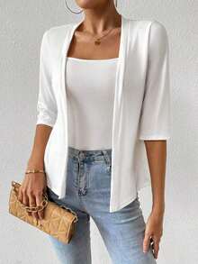 Chaqueta regular para mujer, cárdigan de verano - Blanco - Ver 5
