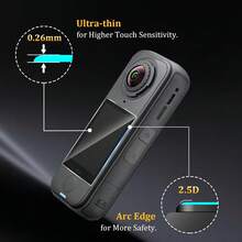 3片装 X4 Air 屏幕保护膜，9H 硬度全覆盖钢化玻璃屏幕保护膜，兼容 Insta360 X4 Air 运动相机配件，超清晰，防指纹，易于安装，无气泡。 - 查看 3