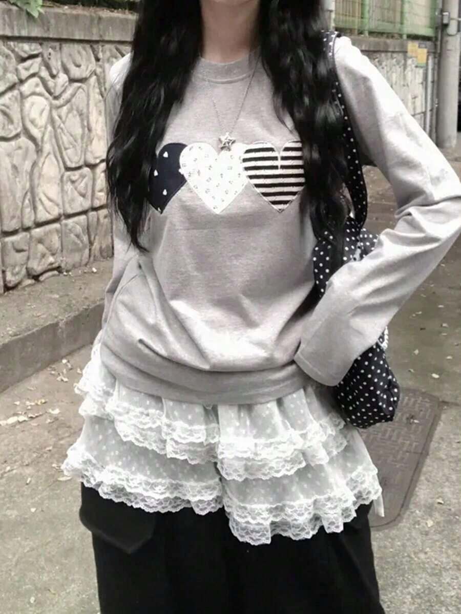 Women's Long-Sleeved T-Shirt, 100% Cotton, Modern And Versatile, 210g, One Piece. - 淺灰色 - 查看 1