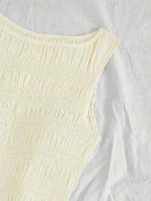 Vestido corto con volantes color albaricoque - Amarillo claro - Ver 3