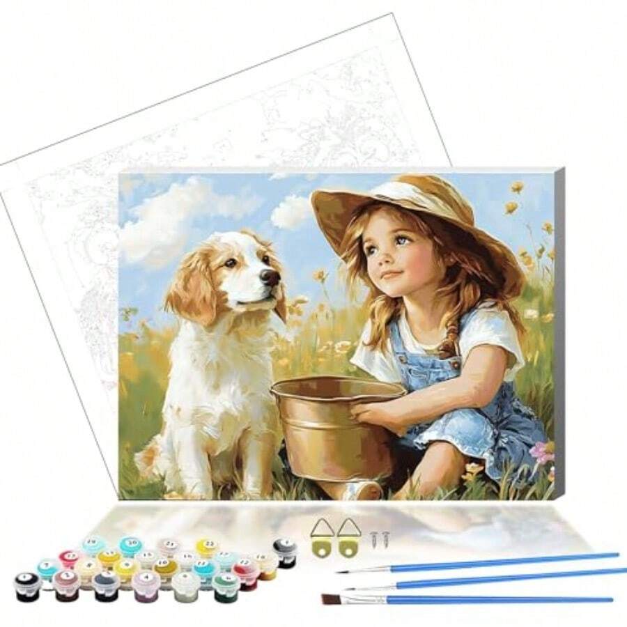 Adults Paint By Number Kits, Framed Painting By Numbers Kits On Canvas, Color By Numbers Adult Watercolor Gifts For Friends Wall Decor Child - Child - View 1