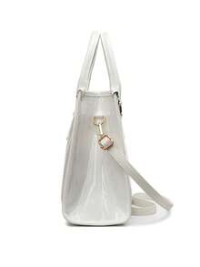 Multifunctional Portable Fashion Tote Bag With Detachable Shoulder Strap, Transparent Material, For Work, Daily Commute, Women - White - View 7