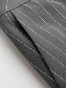 Pantalones rectos casuales de cintura alta y pierna ancha a rayas de moda europea y americana, primavera negro - Gris - Ver 4