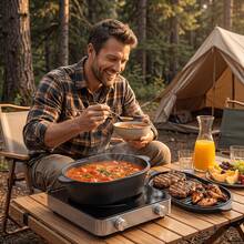 EZIFY Multi‑Functional Combo Oval Dutch Oven, 2‑In‑1 Cast Iron Bread Baking Cookware, Dual‑Use Stew & Fry Pan For Home Cooking - View 6