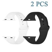 2条/套运动硅胶表带，兼容40mm、38mm、41mm、44mm、45mm、46mm、42mm、49mm尺寸（M/L码），男女通用，柔软防水腕带，可替换运动表带，兼容Ultra、 ... - 黑/白 - 查看 6