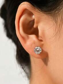Bông tai đính đá Zirconia mạ vàng 14K, kiểu dáng unisex, chất liệu thép không gỉ mạ bạc/vàng, kích thước 3-4-5-6mm, phù hợp đeo hàng ngày. - Như thể hiện trong hình ảnh - Xem 13