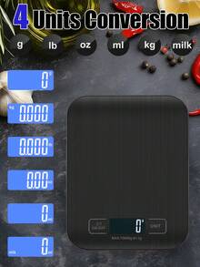 [熱銷禮品] 10kg容量廚房秤，高精度食物秤，不鏽鋼秤盤，具備歸零功能和多單位轉換，適用於烹飪和烘焙。秤面附有藍色保護膜，使用前必須撕除。電池供電（不含電池）。 - 廚房秤 - 查看 4