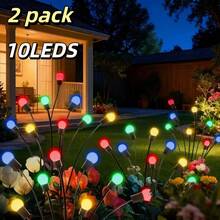 1pc Solar Garden Light - New Upgraded Solar Swaying Light, Wind Swaying, Solar Outdoor Light, Patio Pathway Decor, High Flexibility Iron Wire And Thickened Bulb Base, Warm White Light - Fireflies Planted In the Ground - View 11