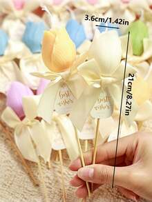1 Peça Vela de Flor em Espeto de Bambu Requintada, Vela Perfumada de Tulipa e Rosa, Decoração de Buquê de Vela DIY para Casa, Vela de Decoração de Casamento, Vela de Decoração de Jantar Romântico, Vela de Decoração de Cenário, Vela de Decoração de Festa de Aniversário, Vela de Decoração de Halloween, Vela de Decoração de Natal, Decoração de Quarto, Decoração de Casa, Decoração Doméstica - Multicolorido - Visão 4