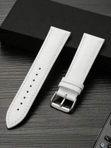 1件 18mm/20mm/22mm 經典白色PU皮革錶帶，適用於 Galaxy Watch 7/6/5/4 (40mm/44mm)，優雅極簡日常佩戴，時尚智慧手錶錶帶，手錶配件， Watch GT5 4 3 2 Pro替換腕帶，時尚智慧手錶錶帶，極簡時尚腕帶 - 白色 - 查看 1