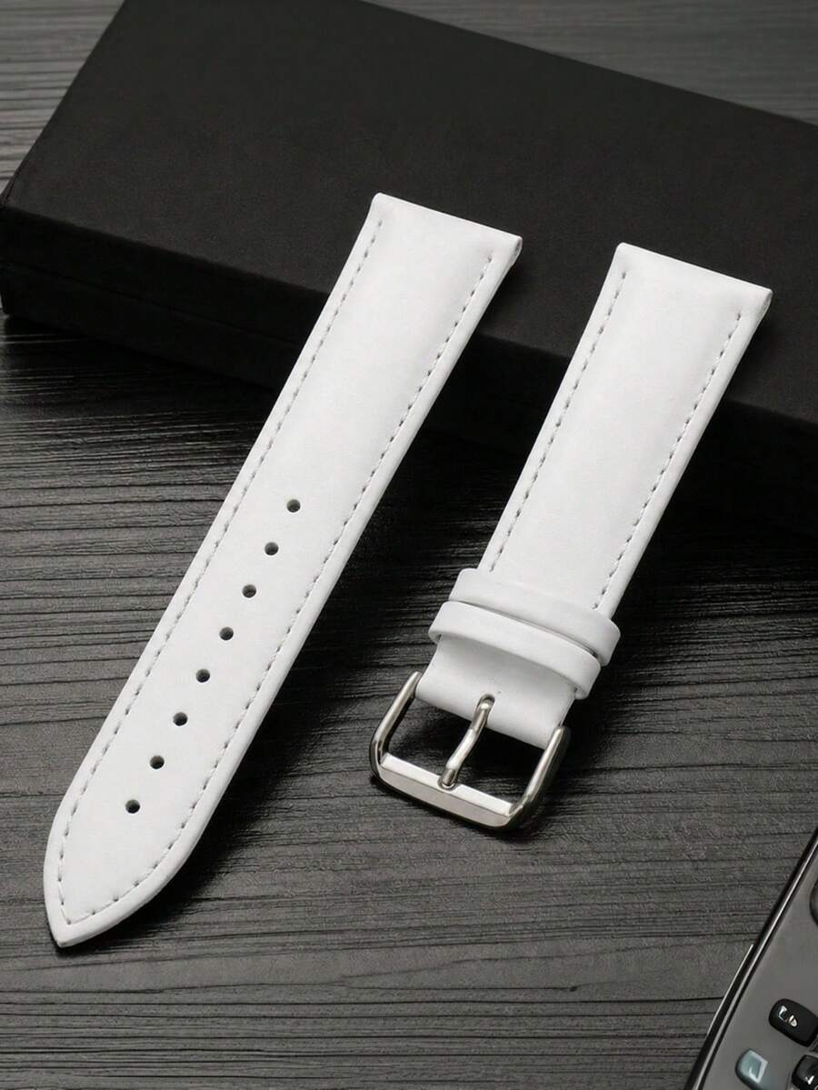 1件 18mm/20mm/22mm 經典白色PU皮革錶帶,適用於 Galaxy Watch 7/6/5/4 (40mm/44mm),優雅極簡日常佩戴,時尚智慧手錶錶帶,手錶配件, Watch GT5 4 3 2 Pro替換腕帶,時尚智慧手錶錶帶,極簡時尚腕帶 - 白色 - 查看 1