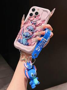 Disney Lilo And Stitch Phone Case : 3D Fluffy Pattern Border Protector Phone Soft Phone Case With A Free Cute Stitch Bracelet Chain Lanyard, Stitch, Lilo, Angel, For Apple 17 Promax 17 Pro 16 15 14 13 12 11 Pro Max XS Max X XR Soft Cover Summer Phone Case - 白色 - 查看 4