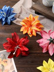 10/30 piezas Cabezas de flores de lirio artificiales de primavera y verano de 12,5 cm, flores de lirio falsas realistas, adecuadas para accesorios para el cabello DIY, sombreros, bolsos, decoraciones de boda, decoración del hogar, ramos de novia, muñequeras de dama de honor y accesorios para fotos en la playa, adecuadas para todas las estaciones - Multicolor - Ver 3