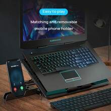 Lenovo ZJA8 Cooling Stand, Laptop Stand, 360° Rotating Infinitely Adjustable Cooler, Vertical Raising Stand Base, Cooling Stand For Laptops, 6-Core Fan | 6-Speed Adjustment | Portable Cooling | A Cooling Essential For Gaming Laptops - View 4