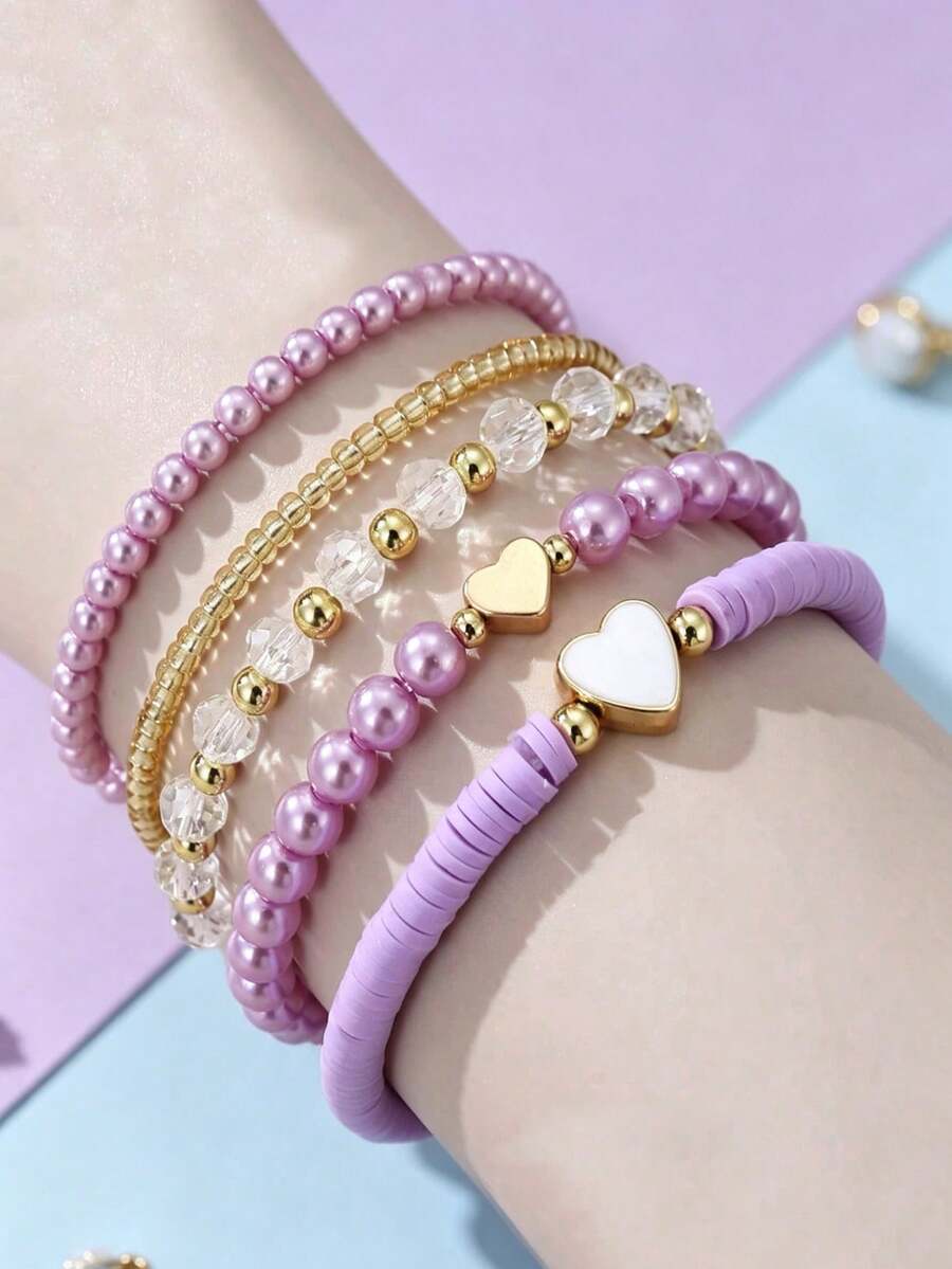 5Cute Creative Fashion Exquisite Personalized Design Butterfly Shell Pearl Rice Bead Bracelets For Girls - Multicolor - View 1