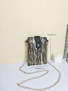 Bolso de cadena con solapa con estampado de tigre y lentejuelas, bolso cruzado con cerradura negra y dorada, bolso de gran capacidad para guardar teléfono y lápiz labial, bolso de hombro con cadena desmontable, embrague de lujo con estampado de tigre y lentejuelas, bolso de cadena con estampado de tigre y lentejuelas para discoteca, embrague para espectáculo, bolso cruzado para fiesta - Multicolor - Ver 9