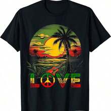 Reggae Music Guitar Jamaica Reggae Sunset-Shirt - Black - View 3
