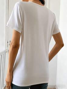 Women's T-Shirts, Women's T-Shirts, Women's One-Piece Printed T-Shirt, Casual Short Sleeve Round Neck Top, Suitable For All Seasons, Soft Basic T-Shirt, Beachwear Set. - 1件白色隨機圖案 - 查看 2