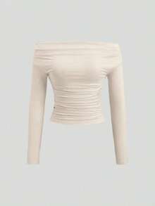 de 3 piezas Blusa corta de manga larga y hombros descubiertos para mujer, cómoda y amigable con la piel, ajuste ceñido - Multicolor 4 - Ver 4