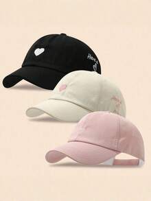 1件女款高馬尾棒球帽，愛心刺繡開頂遮陽帽，字母印花可調節軟棉遮陽帽，休閒戶外海灘旅行蓬鬆帽，女帽 - 彩色 - 查看 5