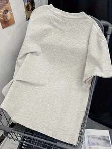 Women's Short-Sleeved T-Shirt, Round Neck, Loose Fit For Summer - Light Grey - View 4