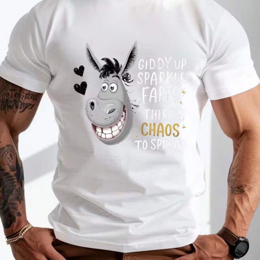 Printed T-Shirt For Men And Women - White - View 1