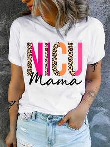 100% Cotton Blessed Grandma Printed T-Shirt, Casual Short Sleeve Crew Neck T-Shirt For Mother's Day, Women's Clothing Top For Spring And Summer - 白色2 - 查看 6