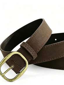 Retro American Coffee Color Pin Buckle Y2K Waist Belt, New Niche High-End PU Leather Decorative Versatile Belt - A - View 6