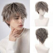 Men's Short Wig, Natural Fluffy Straight Synthetic Hair Wig With Bangs, Realistic Daily Cosplay Costume Wig For Men, Breathable & Lightweight, Halloween - Multicolor - View 10