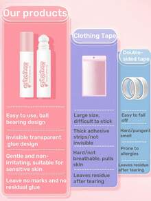 1 pièce Colle anti-dérapante en rouleau liquide, ruban adhésif transparent anti-dérapant pour col de chemise, ruban de fixation invisible pour bretelles de col bas, facile à utiliser et à enlever, longue durée, respirant pour les danseurs, chaussettes, robes, perruques, soutiens-gorge, costumes - A - Voir 7