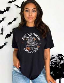 Camisetas Premium Casuales Unisex Lindas SD Padres Día De Los Muertos 2025. Camiseta de algodón negra de manga corta para mujer, corte regular, cuello redondo con ligera elasticidad. - Negro 2 - Ver 6