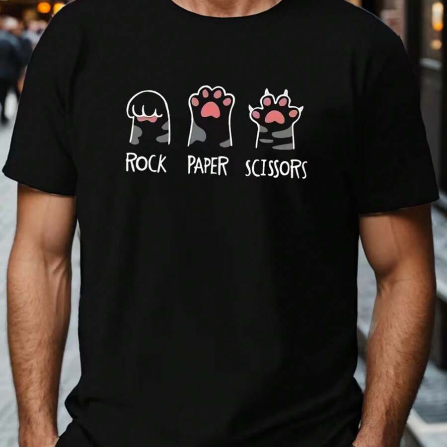Printed T-Shirt For Men And Women - Black - View 1