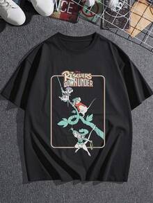 Tres valientes ratones aventureros salvando la naturaleza con valentía y trabajo en equipo muestran un espíritu de esperanza y ayuda mutua camiseta de mujer  cómoda para uso diario ideal para amantes de historias clásicas - Negro - Ver 3