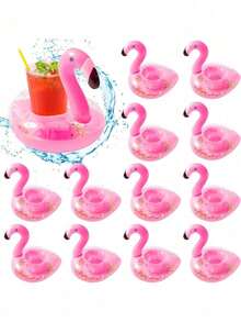 1/5/11pcs Flamingo Inflatable Pool Float Cup Holder Wholesale, Flamingo Floating Mat, Inflatable Cup Holder And Flamingo Cup Holder, Suitable For Hawaiian Theme Party, Birthday, Wedding, Beach And Pool Party Decoration - Multicolor - View 3