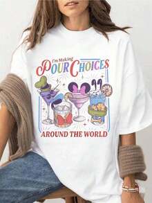 La camiseta global preferida para beber, camiseta con temática de bebidas de Epcot, camiseta para vacaciones en familia, camiseta con estampado de parque temático. - Blanco - Ver 6