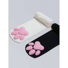 Spring Accessories Women 3D Paw Detail Cute Over The Knee Socks, Crafted From Ultra Soft Cozy Skin-Friendly Fabric For All-Day Daily Comfort. Adorable 3D Paw Decorative Design Delivers Sweet Playful Girly Charm, Bringing Unique Cute Aesthetic To Your Whole Look. Breathable And Snug Material Keeps Legs Warm Without Stuffiness, Lightweight And Stretchy For A Snug Fit Without Sliding Down. Classic Over-The-Knee Length Nicely Modifies Leg Lines, Easy To Match Dresses, Skirts, Sweaters And Casual Daily Outfits. Perfect For Home Loungewear, Indoor Leisure, Daily Street Wear, Dating Styling And Casual Outdoor Occasions. Ideal Wardrobe Staple For Ladies And Teen Girls Who Love Cute Casual Style, Also A Thoughtful Gift For Birthday, Holiday And Daily Present Sharing With Family And Friends. Simple Stylish Design With Lovely Paw Elements, Cozy To Wear And Easy To Style All Year Round - 黑色 - 查看 3