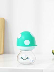 1pc Bobo Mushroom Glass Baby Bottle, Anti-Colic Wide Mouth, Suitable For 0-6 Months Babies, 80ML/2.7OZ - Blue - View 4