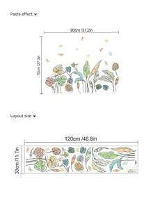 2 piezas Pegatinas de pared con estilo bohemio y flores, patrón de flores silvestres y plantas, vinilos decorativos extraíbles para la habitación de los niños, la sala de estar/fondo de sofá, decoración de pared - estilo bohemio - Ver 10