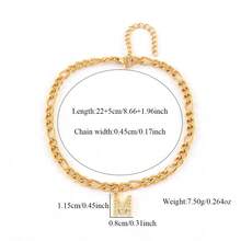 1pc Classic Initial Anklet Women Golden Stainless Steel Figaro Chain Anklets For Women - Yellow Gold - View 2