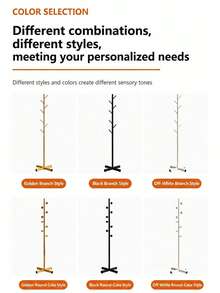 1pc Modern Freestanding Iron Coat Rack, Bedroom Clothes Hanger With Cross Base, Seamless Connection, Smooth Pole, Adjustable Stable Base, Suitable For Coats And Hats - Cross-shaped Round Design [Gold] - View 7