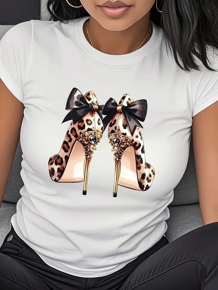 Women's T-Shirt For Spring And Summer - White - View 1
