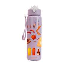 1pc 750ml/26oz 3D Printed Barbecue Pattern Sports Straw Water Bottle, 5 Color Options, With Handle Strap For Easy Carrying, Compact Durable Lightweight, Suitable For Outdoor Camping, Sports, Travel, School, Office, Birthday Gift - Multicolor - View 11