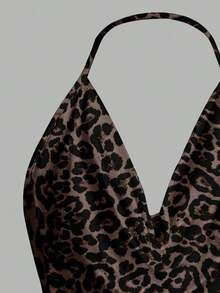 Top de cuello halter para fiesta sin espalda con fornteras drapeadas y diseño sólido - Multicolor 5 - Ver 5